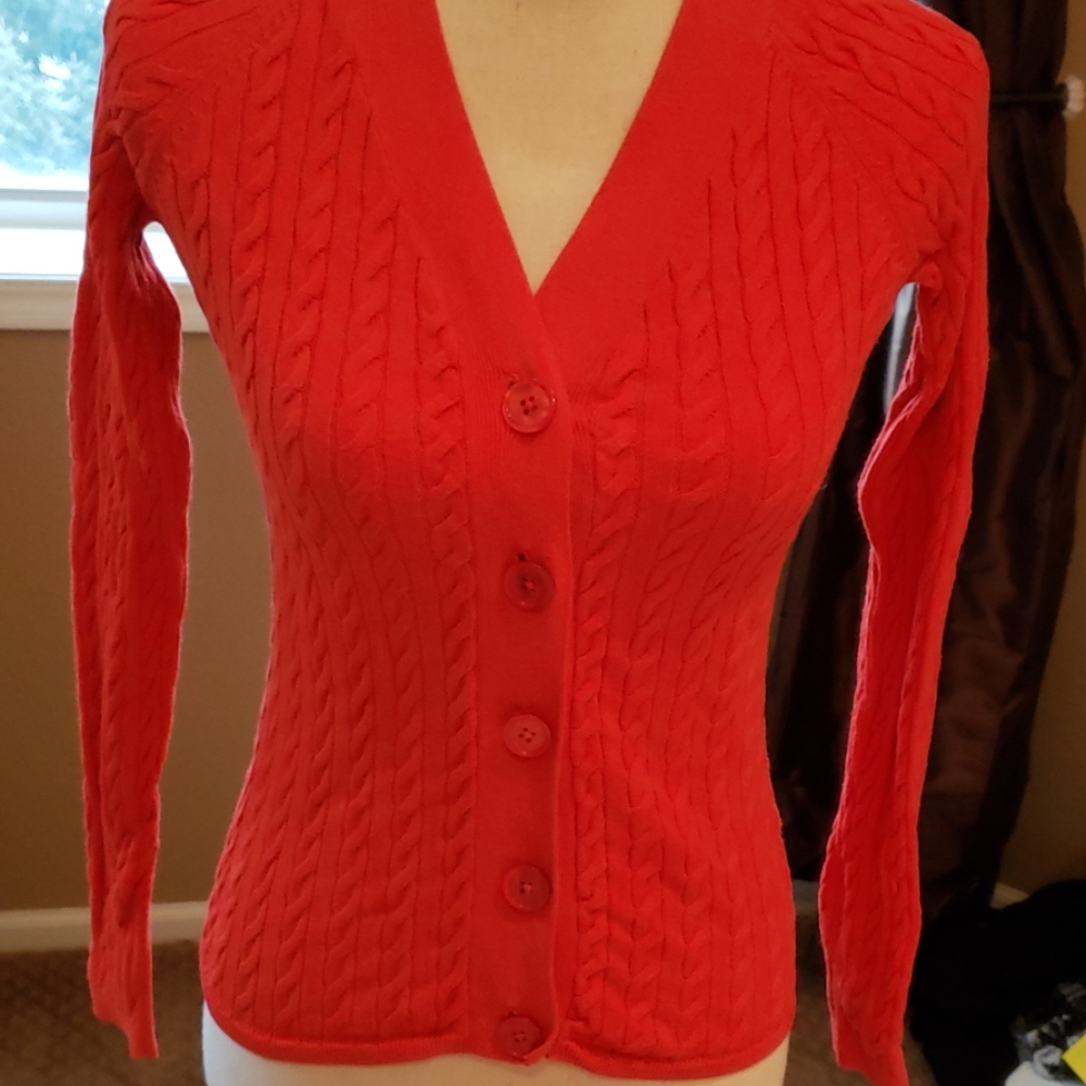 Talbots red ribbed sweater
